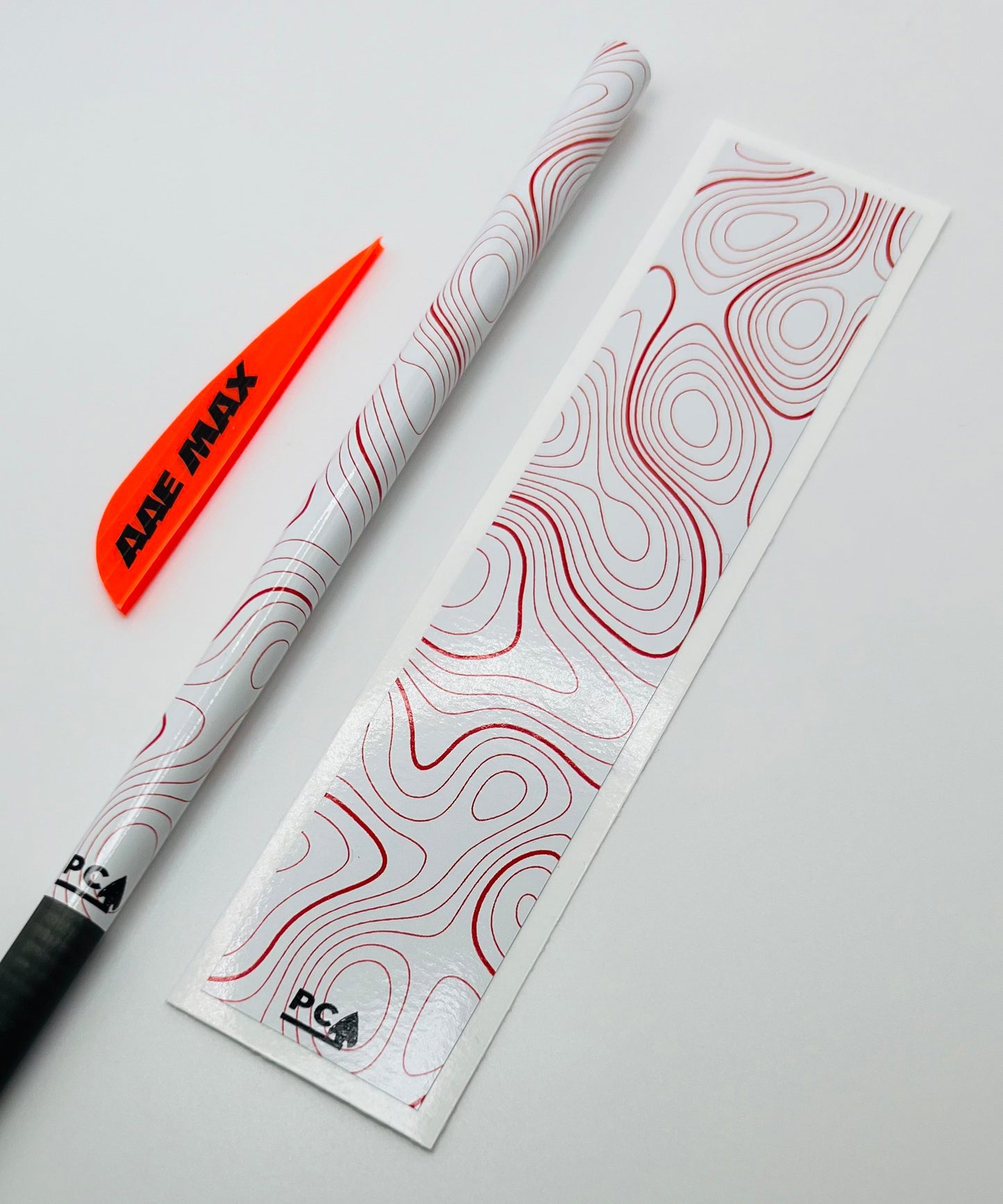 Burnt Orange on White (AAE Fire Orange & Bohning Neon Red) - TOPO Series Arrow & Bolt Wrap