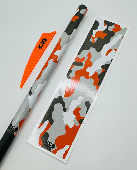 Orange x Grey x White (Bohning Orange + AAE Grey) TWISTED CAMO Series Arrow & Bolt Wrap