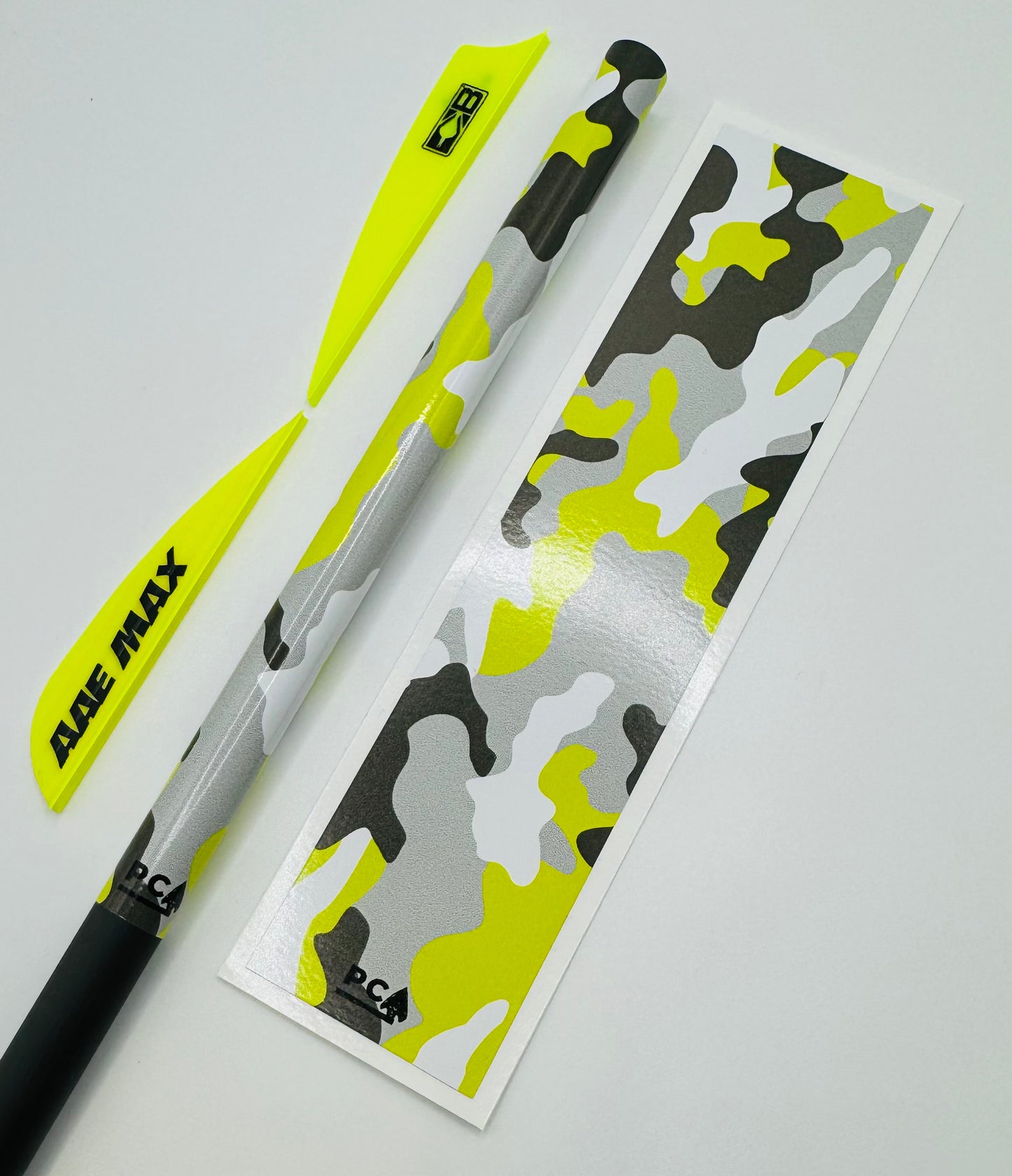 Flo Yellow x Grey x White (AAE Yellow + Grey & Bohning Neon Yellow) TWISTED CAMO Series Arrow & Bolt Wrap