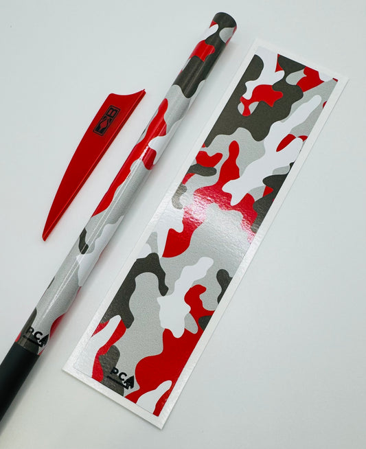 Deep Red x Grey x White (Bohning Red & AAE Grey) - TWISTED CAMO Series Arrow & Bolt Wrap