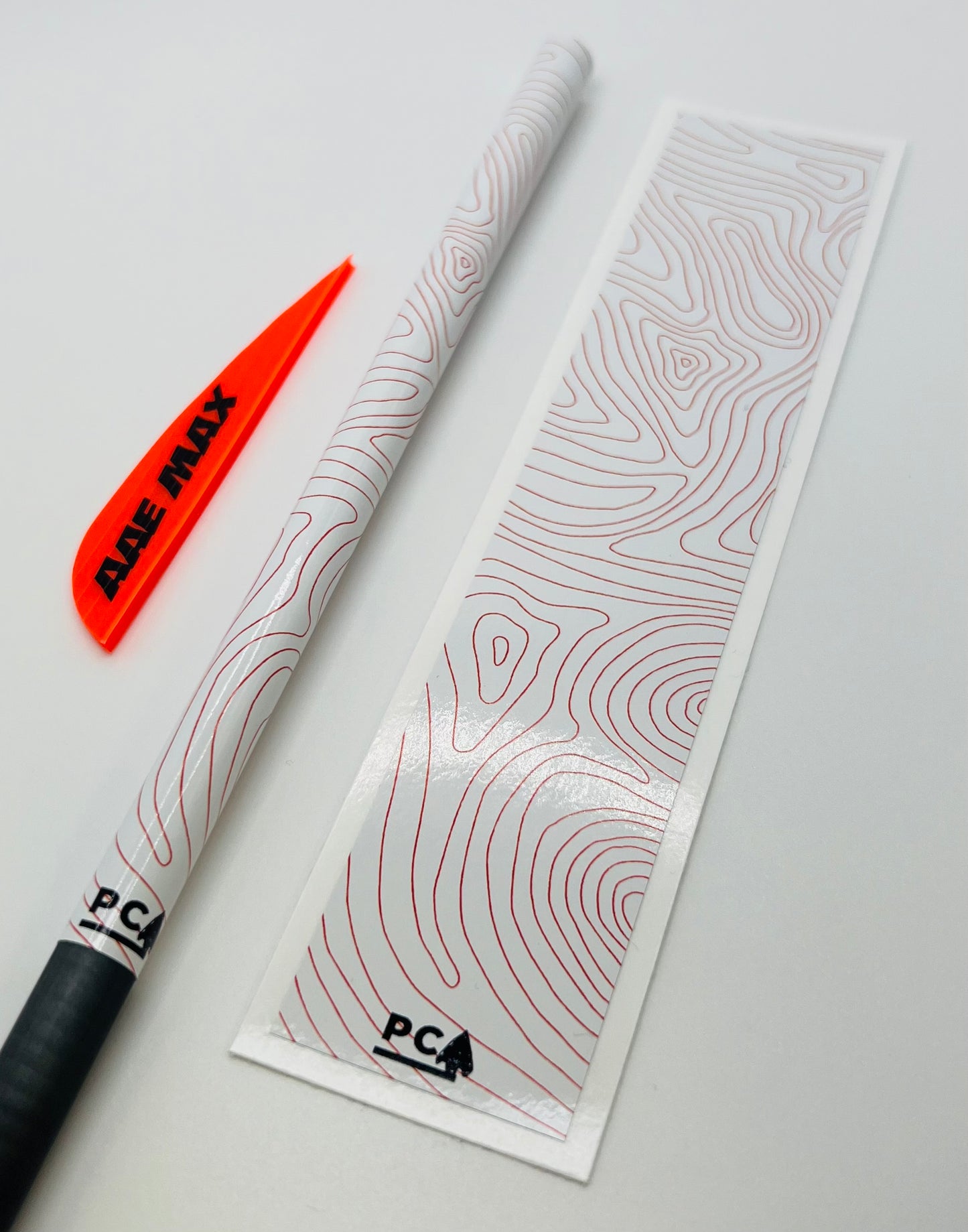 Burnt Orange on White (AAE Fire Orange & Bohning Neon Red) - TOPO LITE Series Arrow & Bolt Wrap